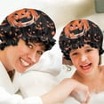 thumbnail image 6 of Shower Caps,Witch Pumpkin Halloween Pattern Waterproof Shower Cap for Women 4 Pieces,Double Reusable Hair Cover for Shower PEVA Elastic Stretch Hem, 6 of 7