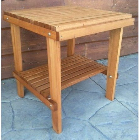 Cedar Table Plans - Cedar Side Table with Shelf & Stained Finish, Amish Crafted
