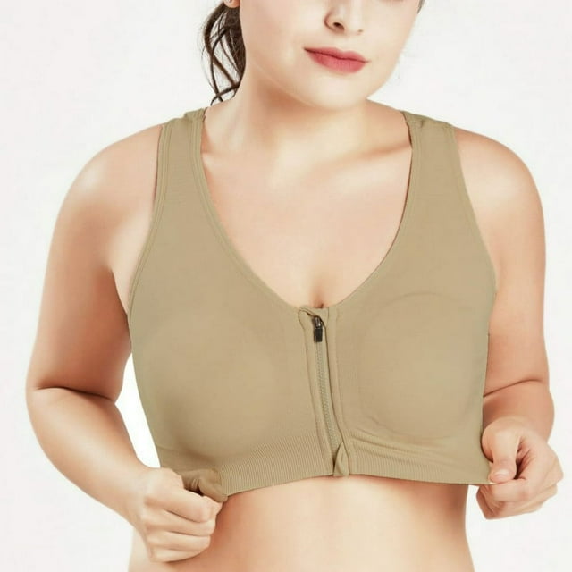 Women‘s Front Zipper Closure Sports Bra High Impact Support Racerback Zip Front Close Workout Bras with Removable Pads