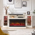 thumbnail image 6 of FlowSun Fireplace TV Stand for 80/85 inch TVs with 40" 3-Side Glass Electric Fireplace Highboy Modern LED Media Entertainment Console,Antique White, 6 of 7