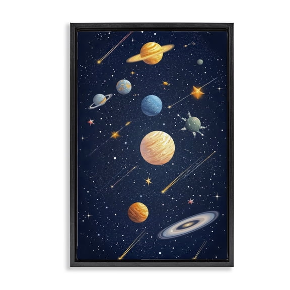 Stupell Industries Contemporary The Galaxy Composition Black Floating Frame Canvas Art, 17 x 25, by Creative Studio