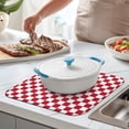 thumbnail image 2 of Red and White Checkered Pattern Dish Drying Mat for Kitchen 1 Pack, Ultra Absorbent Microfiber Dishes Drainer Mats,16"x18", 2 of 6