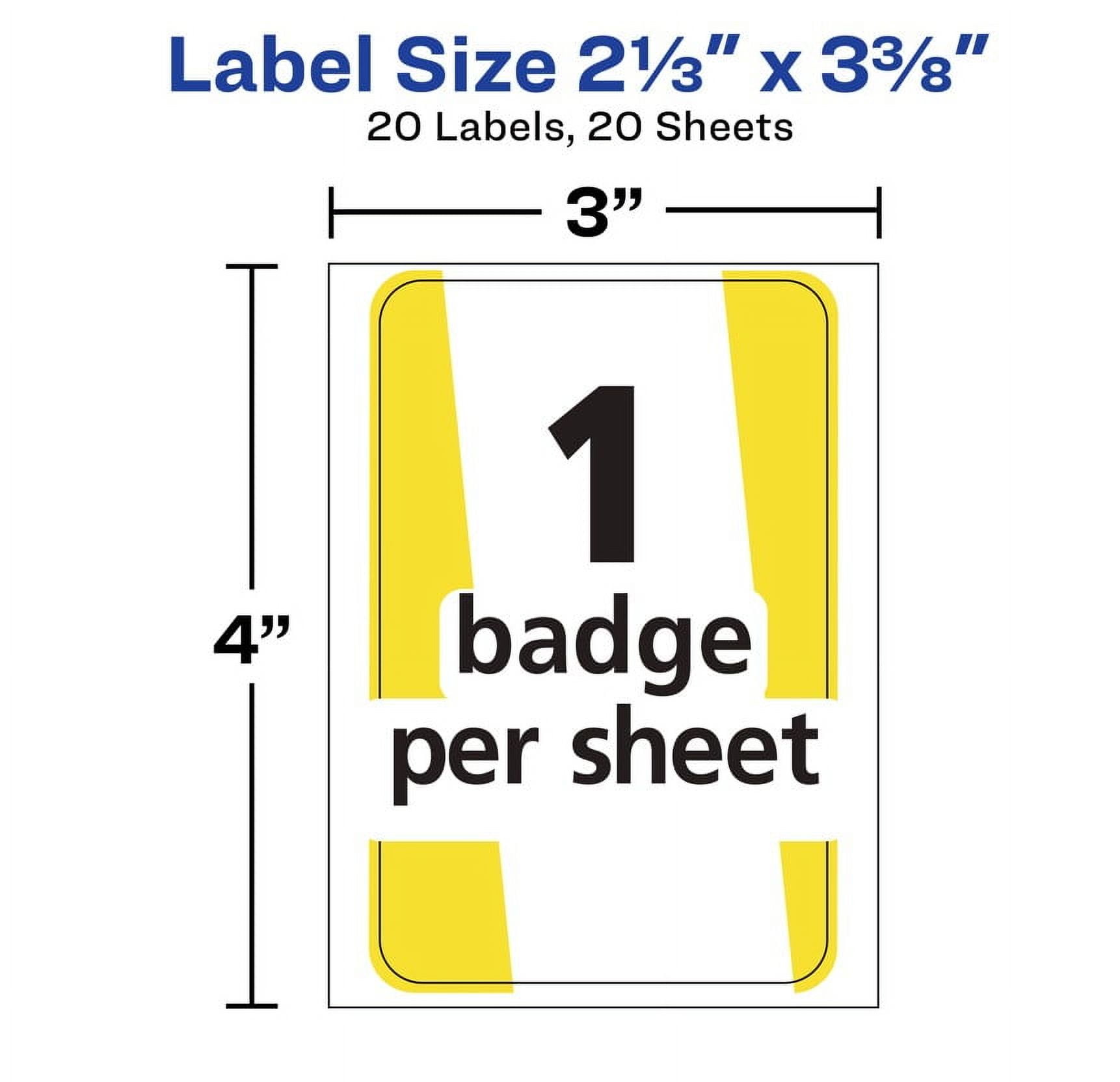 (2 pack) Avery Fashion ID Labels, 2-1/3: x 3-3/8", Paper, Removable, Neon Colors, Handwrite, 20 Labels