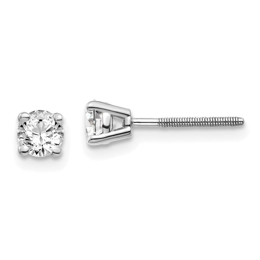 14K White Gold .50ct SI3 G-I Diamond Stud Thread On and Off Post Earrings