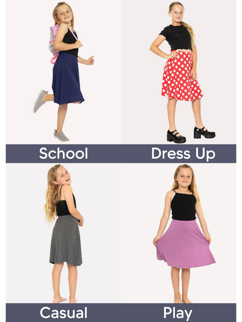 Stretch Is Comfort Girl's Knee Length A-Line Skirt Brown 16