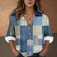 thumbnail image 4 of YDFCWXW Womens Button Down Shirts Dressy Casual Business Work Tops 2025 Fall Fashion Casual Shirts Blouses (Navy, S), 4 of 6