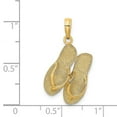 thumbnail image 2 of 14K Yellow Gold Polished Textured Finish Large SAN DIEGO Double Flip-Flop Sandles Charm Pendant, 2 of 4
