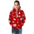 thumbnail image 2 of Oiyii Teen Girls' Pullover Hoodie Tree Stocking All Over Print Long Sleeve Casual Hooded Sweatshirt Pullover Top,Red, 2 of 4