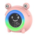 thumbnail image 1 of Pequeño reloj despertador con luz nocturna inteligente, reloj LED con rana pequeña, carga USB, luz nocturna pequeña, reloj despertador rosa ER, 1 of 5