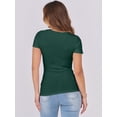 thumbnail image 5 of ANRABESS Short Sleeve Tops for Women Trendy Scoop Neck Summer Tops Shirts Ribbed Knit Slim Fitted Basic Tees Spring Casual Clothes Forest Green XS, 5 of 8