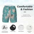 thumbnail image 5 of Lsque Mens Swim Trunks Teal Mama Llama Pattern - Bathing Suit Compression Liner - Beach Swim Shorts Swimwear - (S-3XL) - Stretch Quick Dry -Small, 5 of 9