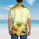 thumbnail image 4 of Balery Sunflowers On A Yellow Background Camisas hawaianas de manga corta para hombre, camisas playeras de corte holgado, camisas de vacaciones con botones,XX-Large, 4 of 7