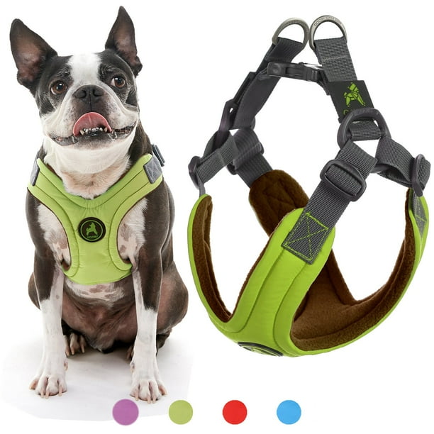 Gooby Dog Harness Green Medium Escape Free Memory Foam Step In