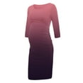 thumbnail image 2 of Jinhomg Fashion Pregnancy Dress for Women 3/4 Sleeve Gradient Color Bodycon Dress Slim Fit Comfy Crew Neck Midi Maternity Dresses Spring Saving Today Watermelon Red L, 2 of 5