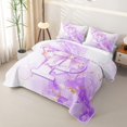 thumbnail image 3 of Manfei Cartoon Initial P Bed Spread Queen,Marble Pattern Queen Coverlet Set,Purple,3pcs, 3 of 7