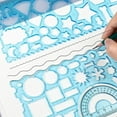 thumbnail image 3 of Yazoeia 2Pcs Student Ruler Multifunctional Drawing Stationery Multi Shaped Hollowed-Out Geometry Ruler with Protractor for School Plastic CJC912-140944, 3 of 7
