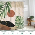 thumbnail image 3 of Mid Century Boho Shower Curtain Abstract Tropical Palm Leaves Sun Minimalist Botanical Bathroom Modern Terracotta Geometric 72Wx72L Inches Bath Accessories Art Home Decor Fabric 12 Pack Hooks, 3 of 6