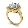 thumbnail image 2 of 2.07 ct Princess Cut Natural Swiss Blue Topaz with Simulated Diamond Halo Accents 18K Yellow Gold Womens Engagement Ring, 2 of 6