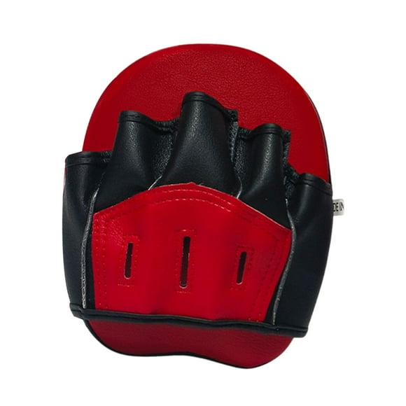 relayinert Boxing Pad PU Leather Focus Pad Ergonomic Hand Target for Sanda Fitness Dojo Red and Black