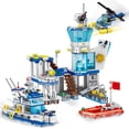 thumbnail image 1 of Set de bloques de construcción para comisarías de policía, 800 piezas, con barco, barco y helicóptero, 1 of 8