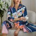 thumbnail image 6 of Rateoe Colorful Sushi Food Art Pattern Womens Pajamas Set Long Sleeve Sleepwear Button Down Nightwear Soft Cotton Pj Lounge Sets-Medium, 6 of 7