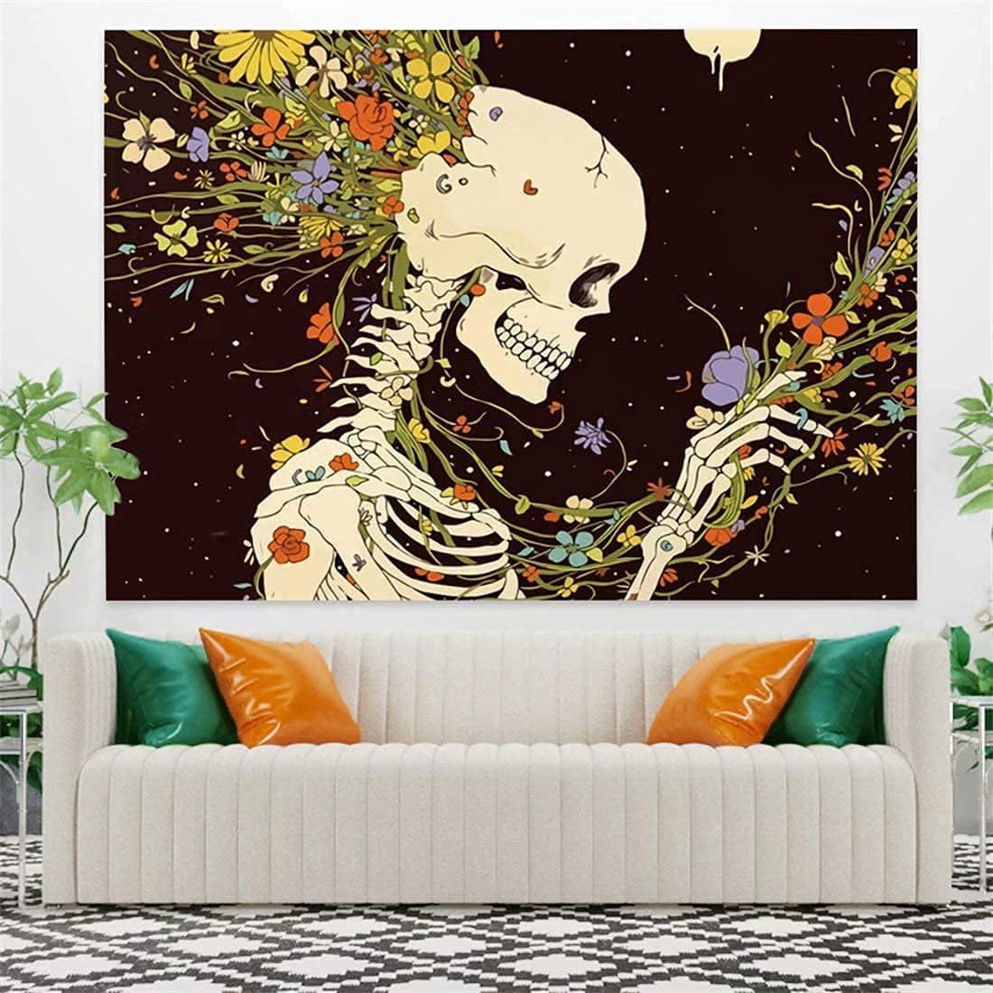 Starry skeleton tapestry hotsell