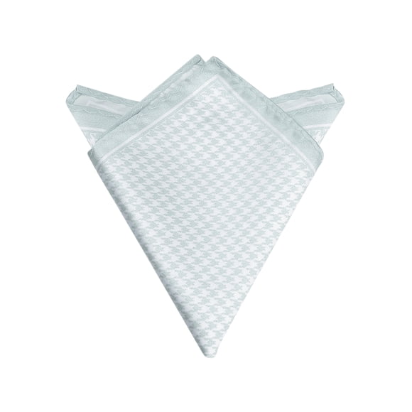 INSPIRE CHIC Men's Houndstooth Self Fold Pocket Square for Suit Formal Silver One Size