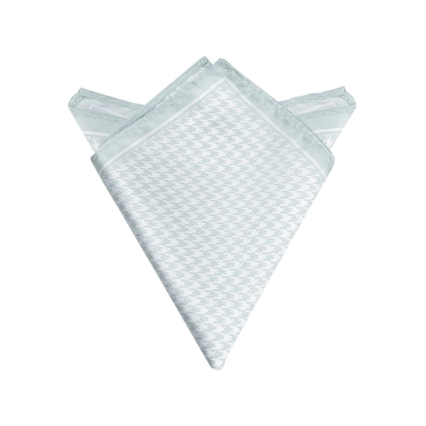 INSPIRAR CHIC Pañuelo de bolsillo de hombre en diseño de pata de gallo para traje formal, plateado, talla única