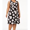 Nine West Pink Womens Plus Daisy Print A-Line Dress