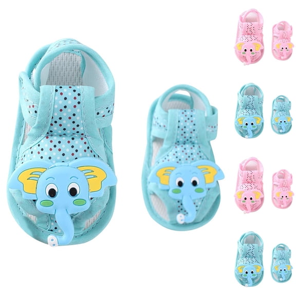 Viluyesy Kids Soft-Soled Elephant Print Cloth Sandals for Infants Lightweight Walking Shoes Summer Comfort Sandals Blue Size 11