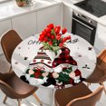 thumbnail image 2 of Round Fitted Tablecloths with Elastic Edge Christmas Trees Cute Gnomes Oil-Proof Waterproof Wipeable Table Cover for Kitchen Dining Party Decor Winter Pink Snowflakes Table Clothes,45" - 54", 2 of 9