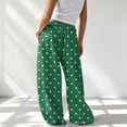 thumbnail image 2 of Dweltoz Women's Polka Dot Barrel Sweatpants Wide Leg Pants Drawstring Elastic Waist Loose Fit Casual Sweat Pants with Pockets Lounge Trousers,Green M, 2 of 5