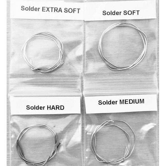 JTS Silver Solder Wire Assorted, 4 Types, X-Soft, Soft, Medium & Hard, Jewelry Soldering