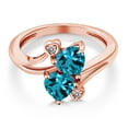 thumbnail image 3 of Gem Stone King 18K Rose Gold Plated Silver London Blue Topaz and White Diamond Ring for Women (1.93 Cttw, Heart Shape 6MM, Gemstone November Birthstone, Size 9), 3 of 6