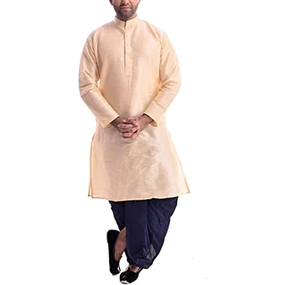 Royal Kurta Mens Silk Blend Dhoti Kurta Golden