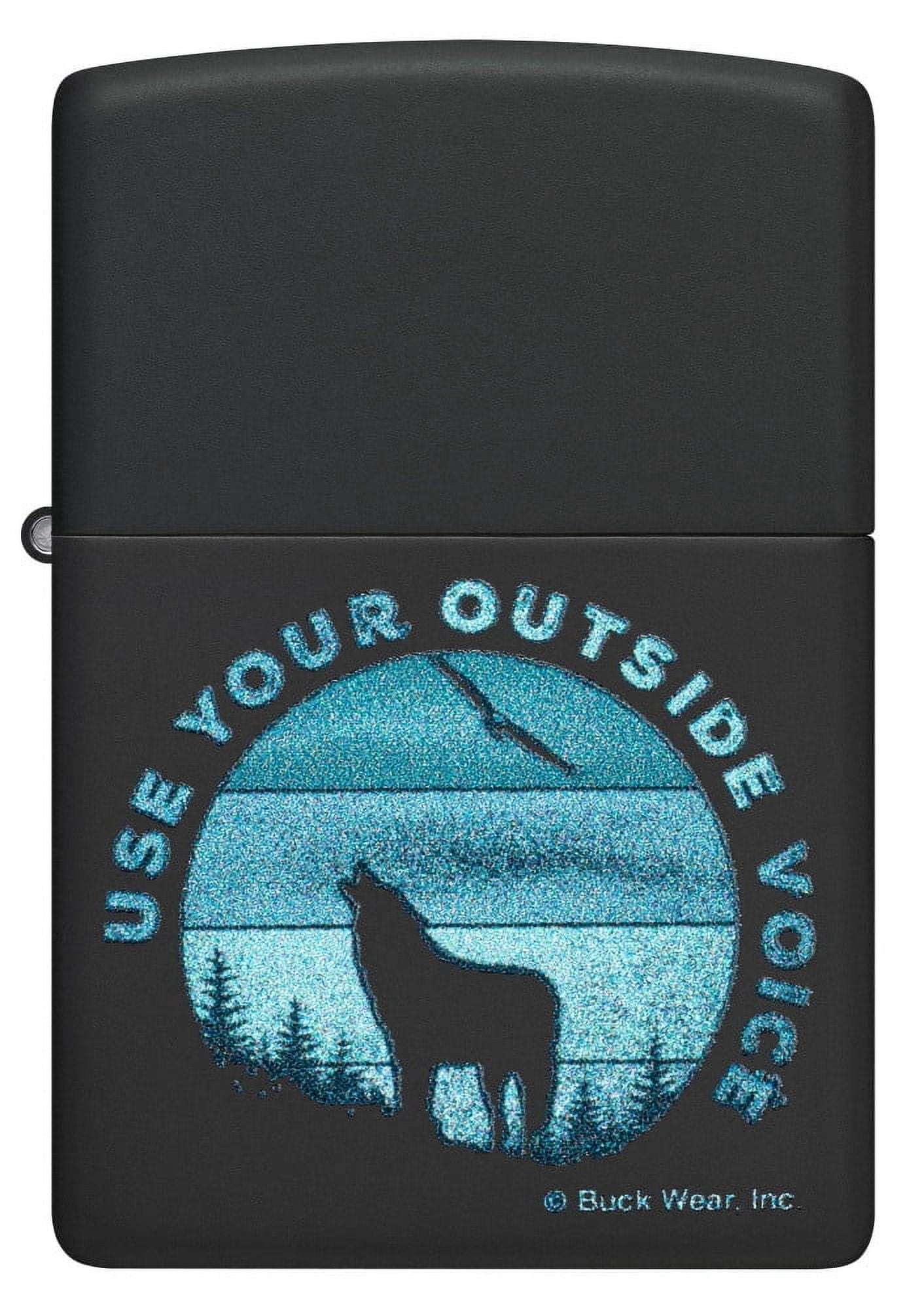 Zippo Pocket Lighter Buck Wear™ Use Your Outside Voice Design Black Matte
