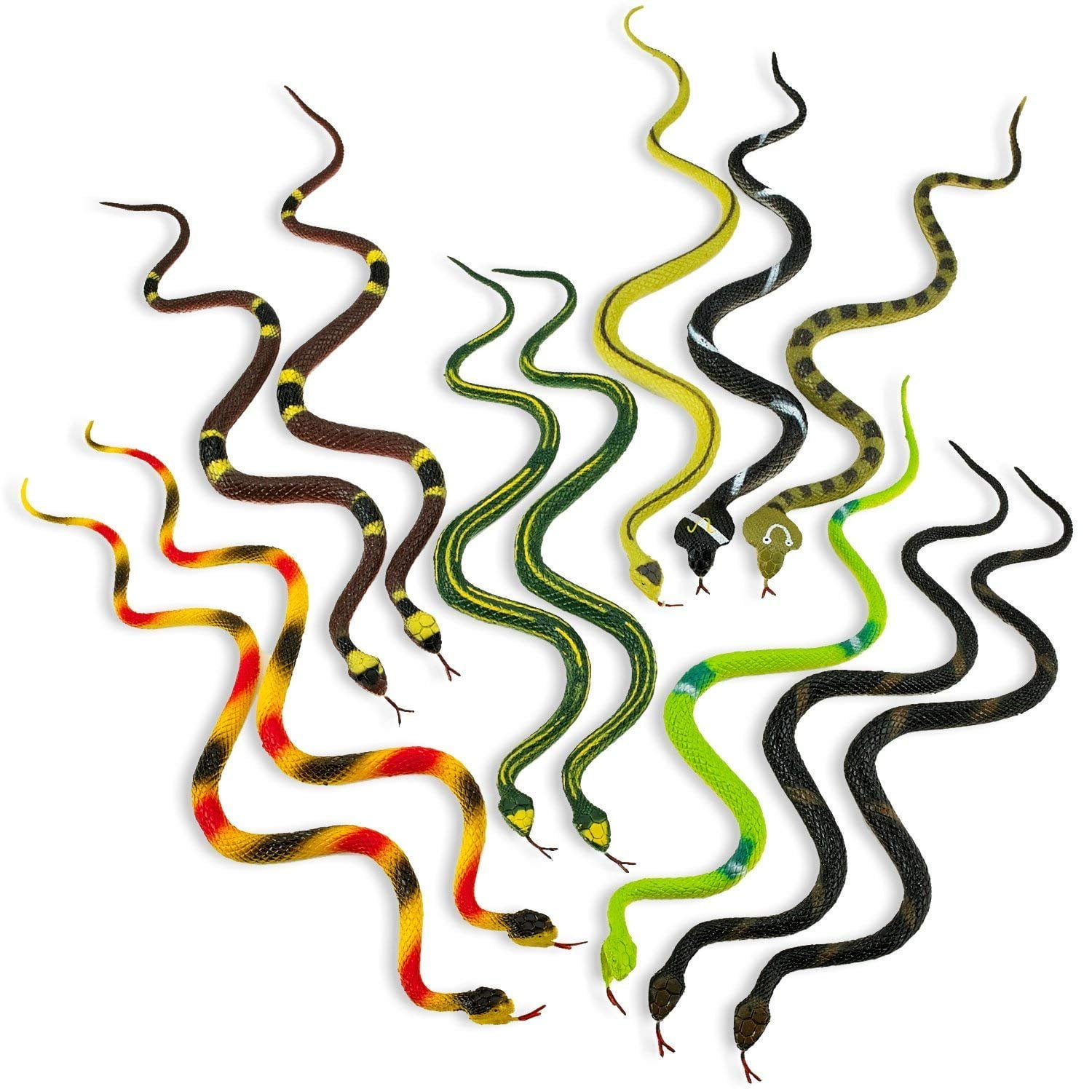 Rubber Rainforest Snakes 12 Pack 14 Inches Snake Toys For Children