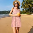 thumbnail image 2 of Horeoi Rose Gold Glitter Print Women's Sleeveless Dress Cotton-like Flared Hem Deep Side Pockets Above-Knee, 2 of 6