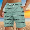 thumbnail image 3 of lcziwo Mens Swim Trunks Casual Quicky Dry Drawstring Waist Beach Pants Fashion Stripe Surf Board Shorts Summer Holiday Hawaiian Outfits Green XXL, 3 of 5