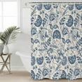 thumbnail image 5 of Farmhouse Navy Blue Floral Shower Curtain, 72" x 72", Linen Boho Paisley Flower Rustic Waterproof Bathroom Curtain Washable Shower Curtain Set with 12 Hooks, 5 of 6