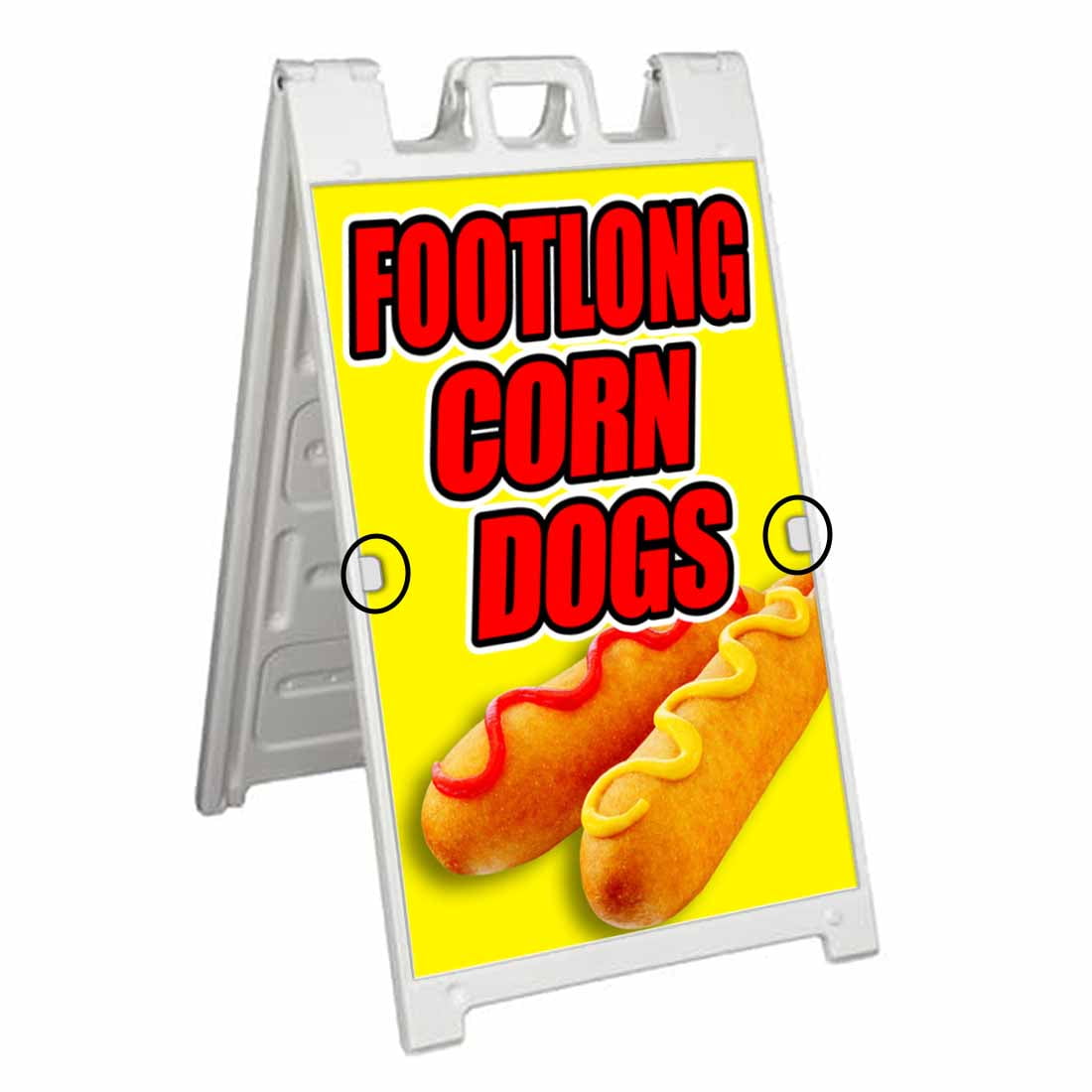 Footlong Corn Dogs (24" X 36") Deluxe AFrame Signicade, Includes 2