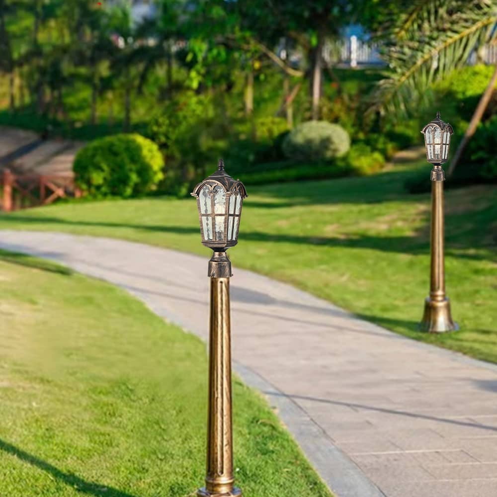 Claxy Bronze Outdoor Post Light Pole Lantern Lamp with Water Glass Shade