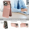 thumbnail image 6 of TECH CIRCLE For iPhone 12 Pro/12 Wallet Case with Card Holder, Thin Slim PU Leather Finger Ring Kickstand Shockproof Protective Magnetic Women Men Phone Cover for Apple iPhone 12 Pro / 12 6.1,Rosegold, 6 of 8