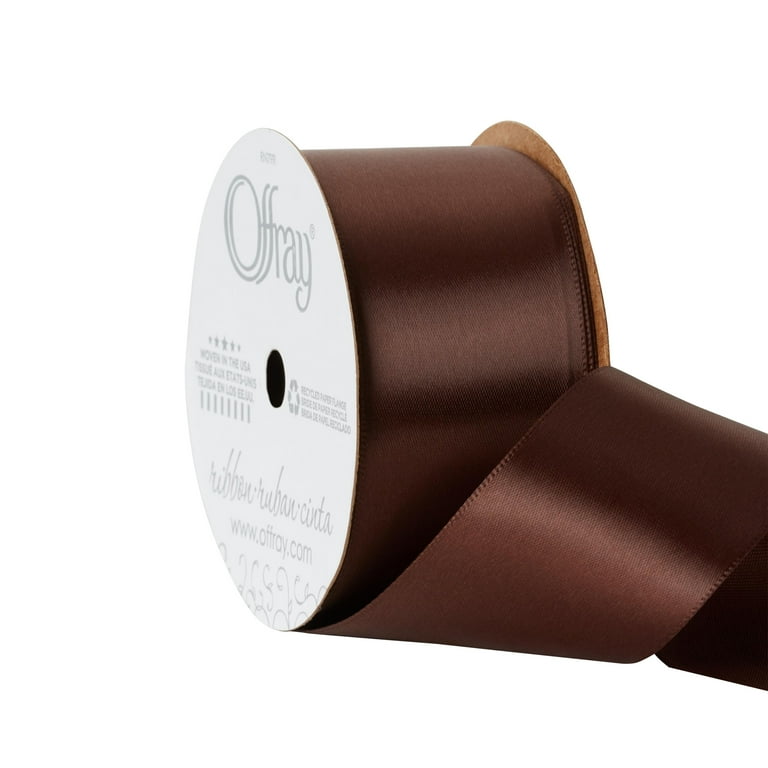 Offray Ribbon, Brown 1 1/2 inch Single Face Satin Polyester Ribbon, 12 feet Offray Ribbon, Brown 1 1/2 inch Single Face Satin Polyester Ribbon, 12 feet