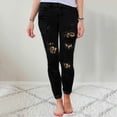 thumbnail image 4 of Pantalones de mujer Gibobby casuales con agujeros de grano holgados con flecos negro S, 4 of 5