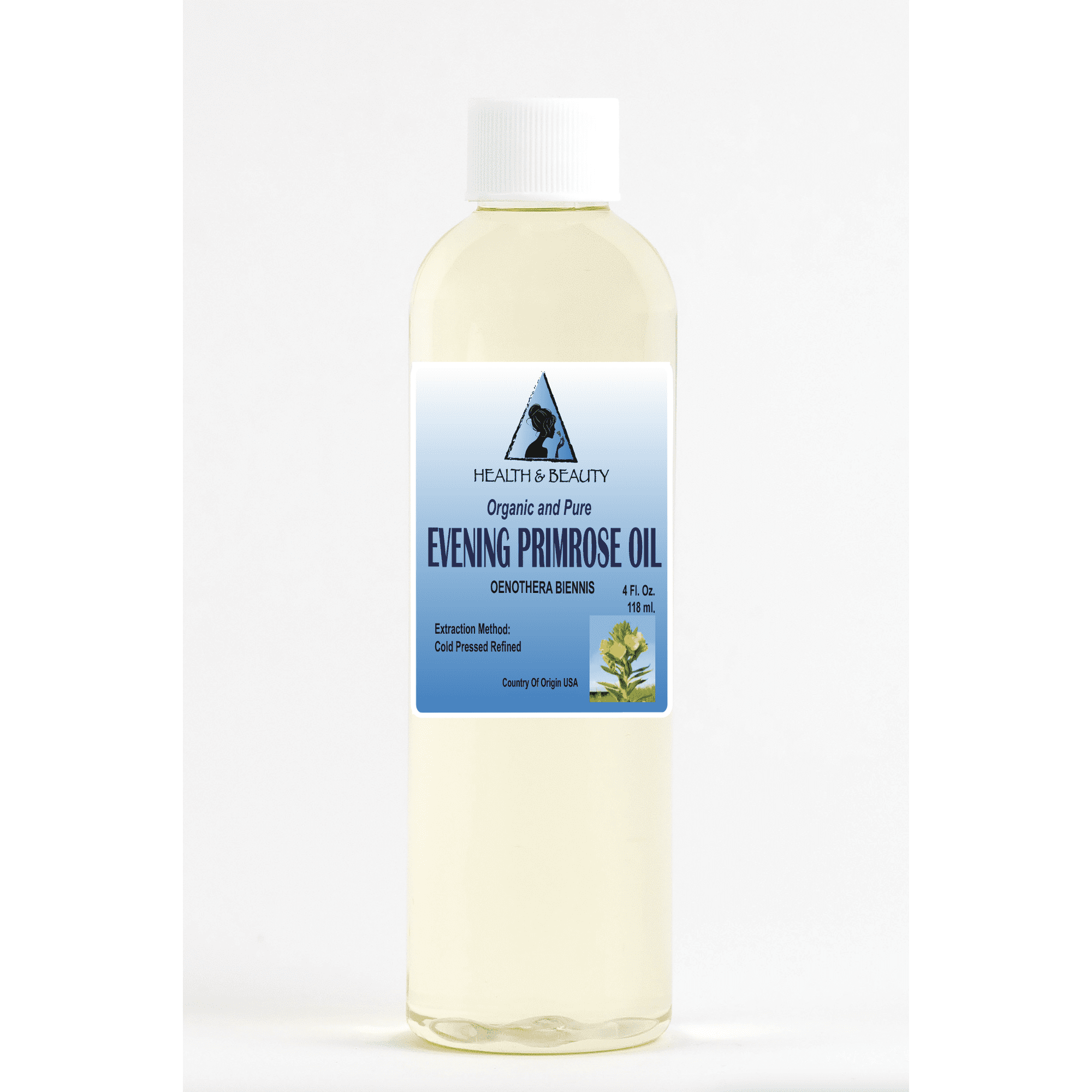 EVENING PRIMROSE OIL REFINED ORGANIC CARRIER COLD PRESSED PURE by H&B OILS CENTER 4 OZ