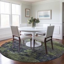 Addison Rugs Chantille Indoor/Outdoor Transitional Modern Lime Machine Washable Round Rug, 8' x 8'