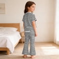thumbnail image 5 of Riecok Girls Summer Outfits 2 Piece Lounge Sets Short Sleeve Tops and Pant Breathable Casual Matching Clothing Black 8T, 5 of 8