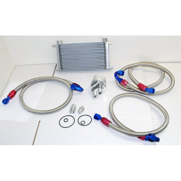 UNIVERSAL 10 Row Oil Cooler Engine Kit+Oil Filter Relocation Kits COMBO
