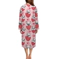 thumbnail image 3 of FOR U DESIGNS French Bulldog Strawberry Pink Pattern House Dresses for Women Breathable Womens Embroidered Housecoat Lightweight Long Sleeve Duster Robe Sleep Dress with Pockets, S, 3 of 8